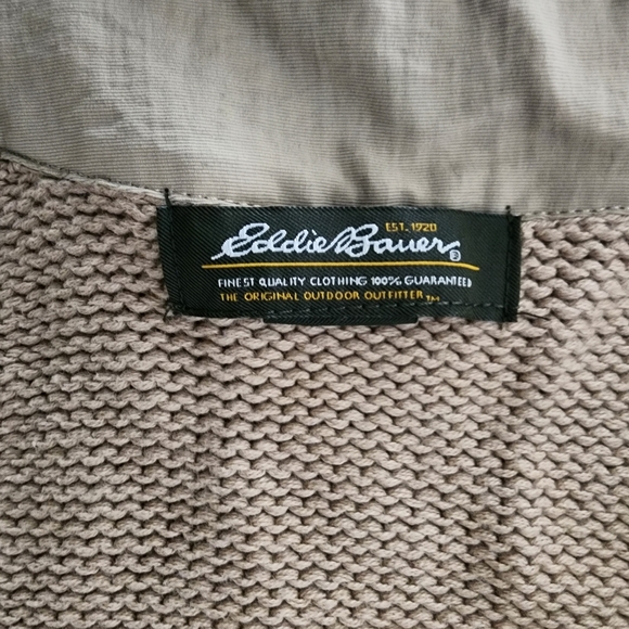 Eddie Bauer Zippered Utility Sweater Vest Pockets Tan S - Picture 4 of 4
